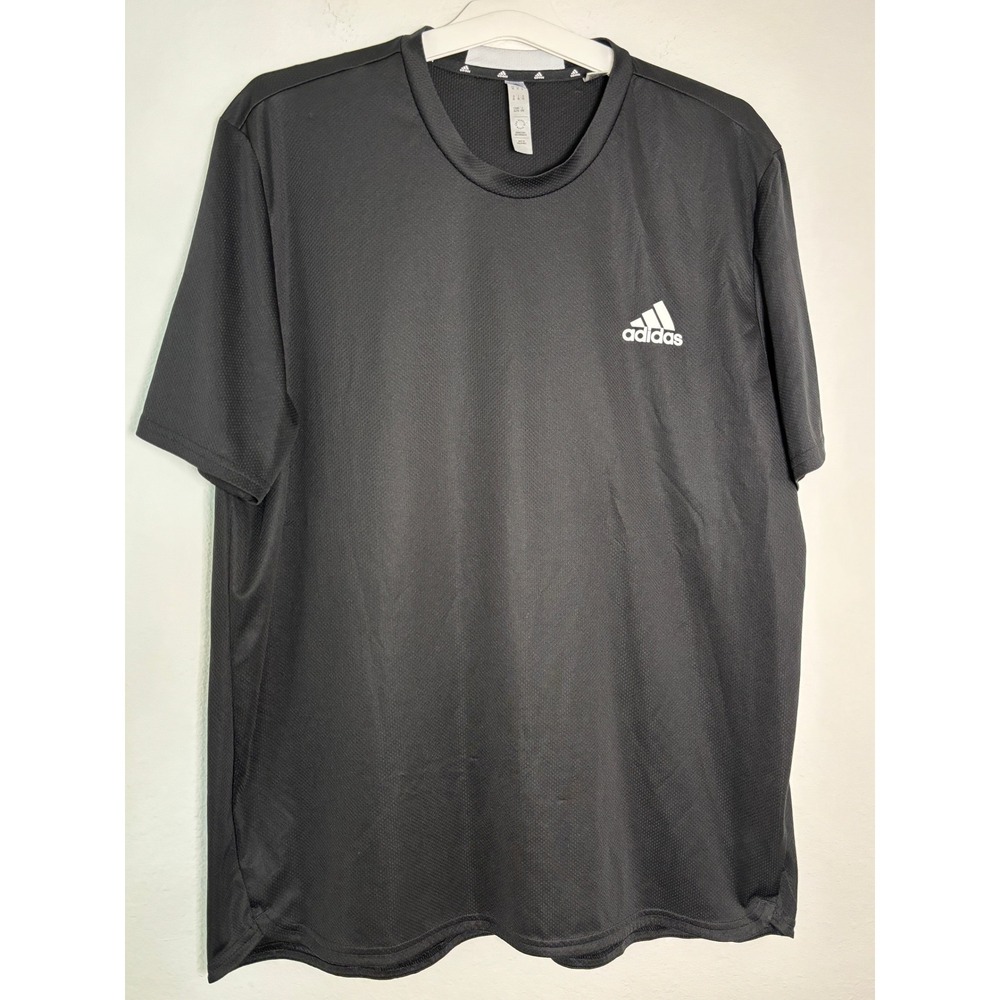 Adidas Aeroready Mens‎ XL Black Performance Training T-Shirt Short Sleeve Logo
